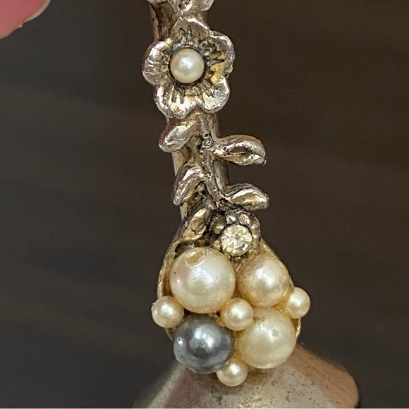 Vintage Collectible Faux Pearl Silver-plate Hand Bell - Picture 9 of 10